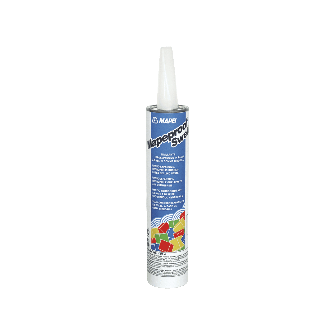 Cartridge of Mapei Mapesil sealant on a plain background.