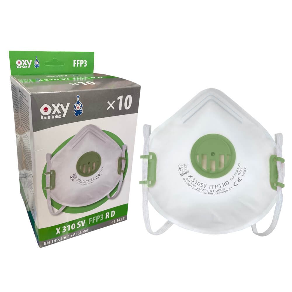 Oxyline X 310 SV FFP3 Reusable Respirator Mask with Valve ( 10 Pack )